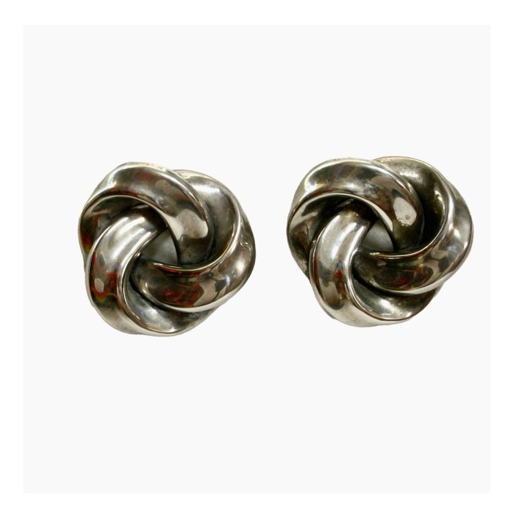 Givenchy 1980s Silver Knotted Earrings